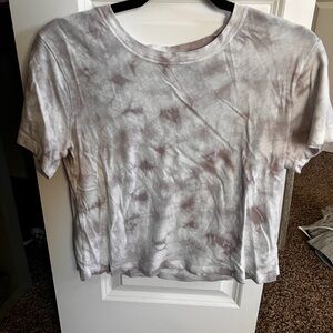 Athleta Tie-Dye Crop Top - Gray and White